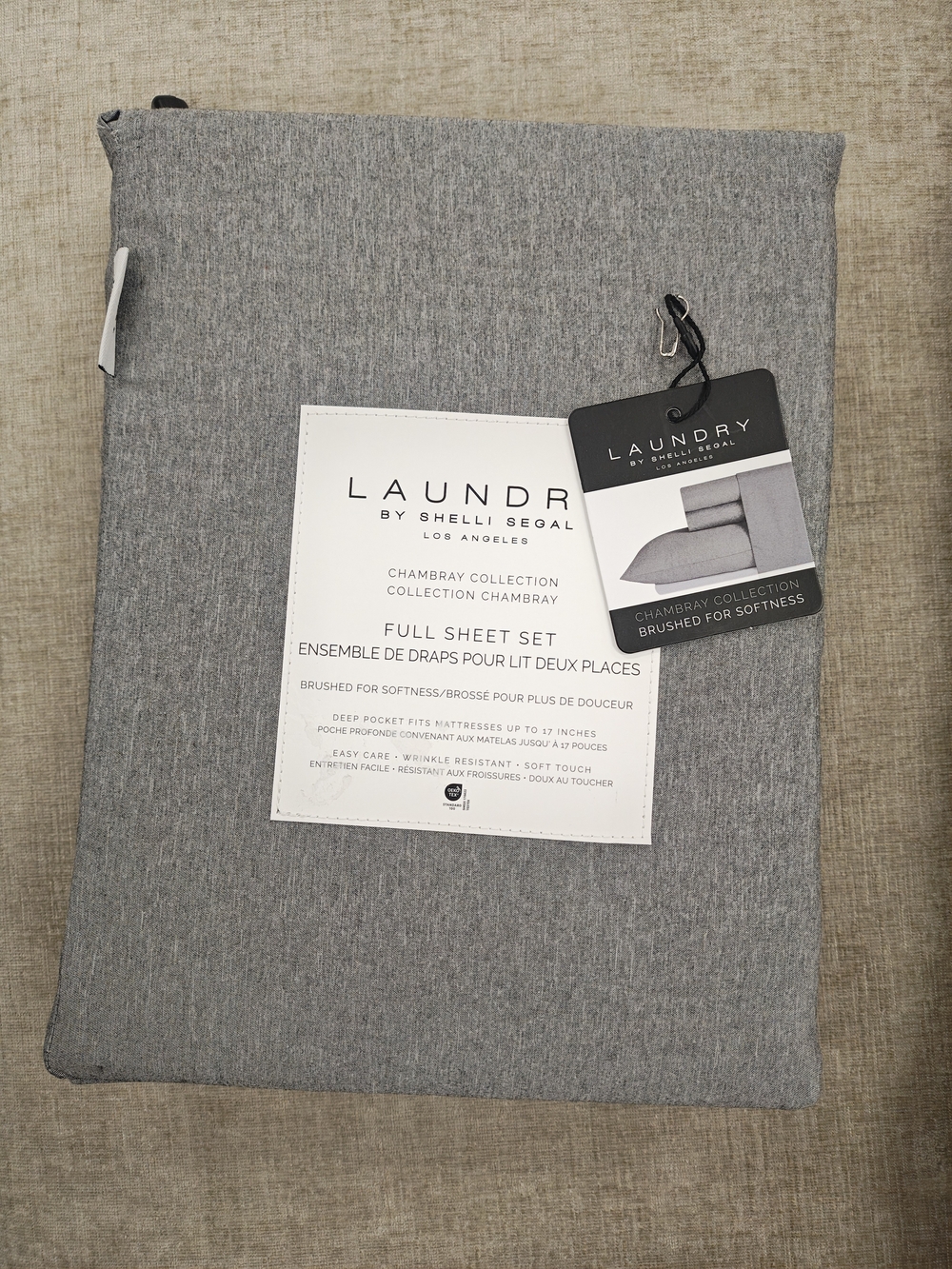 Laundry By Shelli Segal Grey Chambray Full Sheet Set